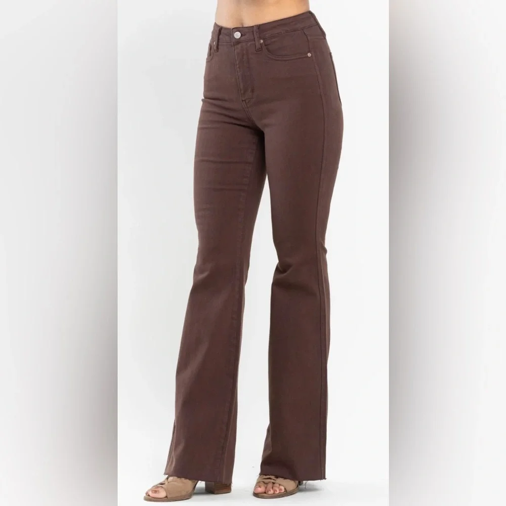 Judy Blue Country Chic Espresso Chocolate Hued High-Waist Flare Jeans 88803 14w